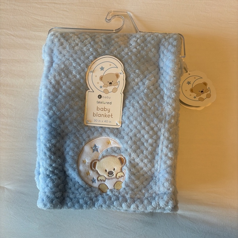 Blue Baby Blanket with Bear Design